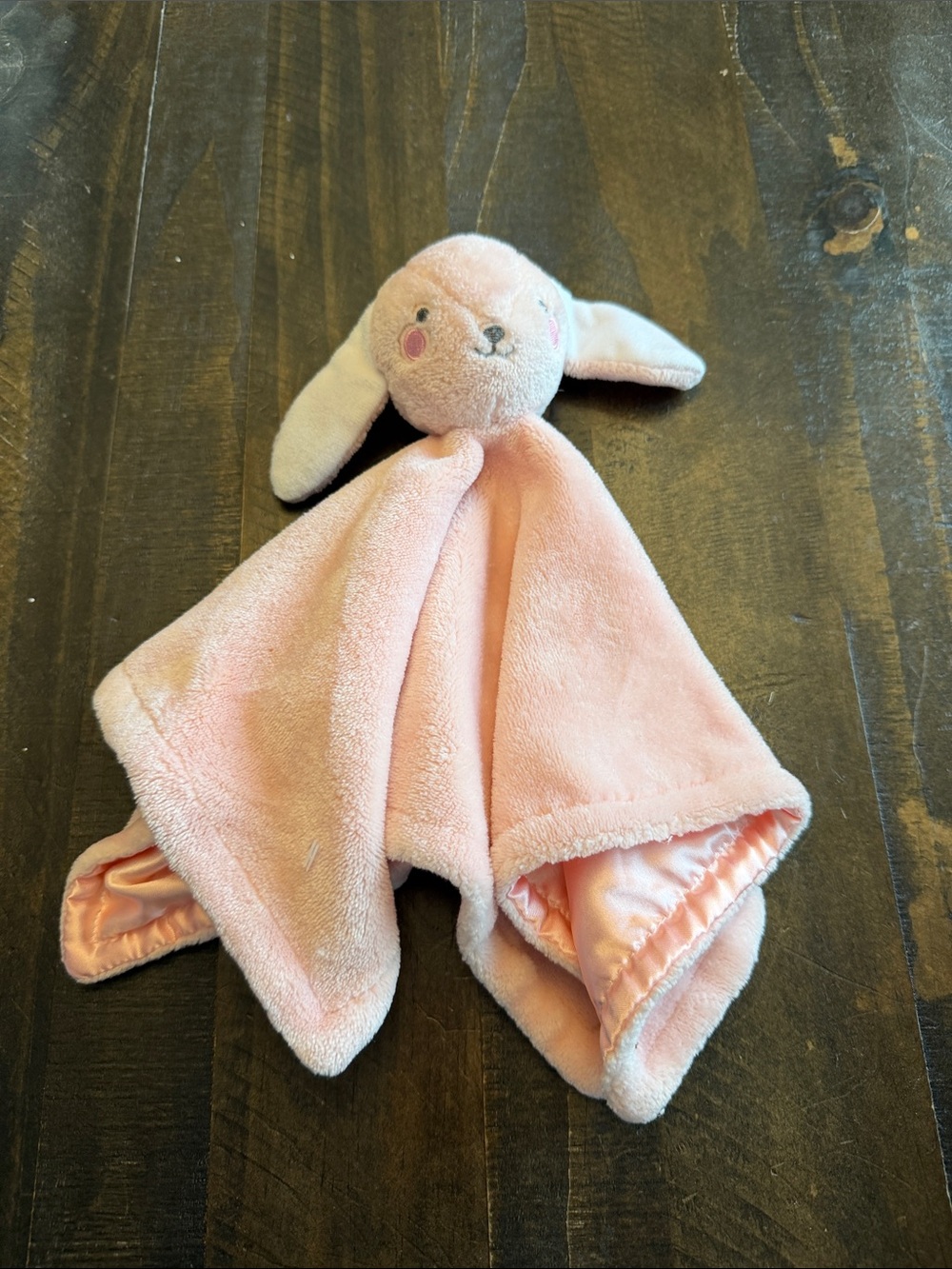 Plush Pink Bunny Lovey Security Blanket rattle for Kids
